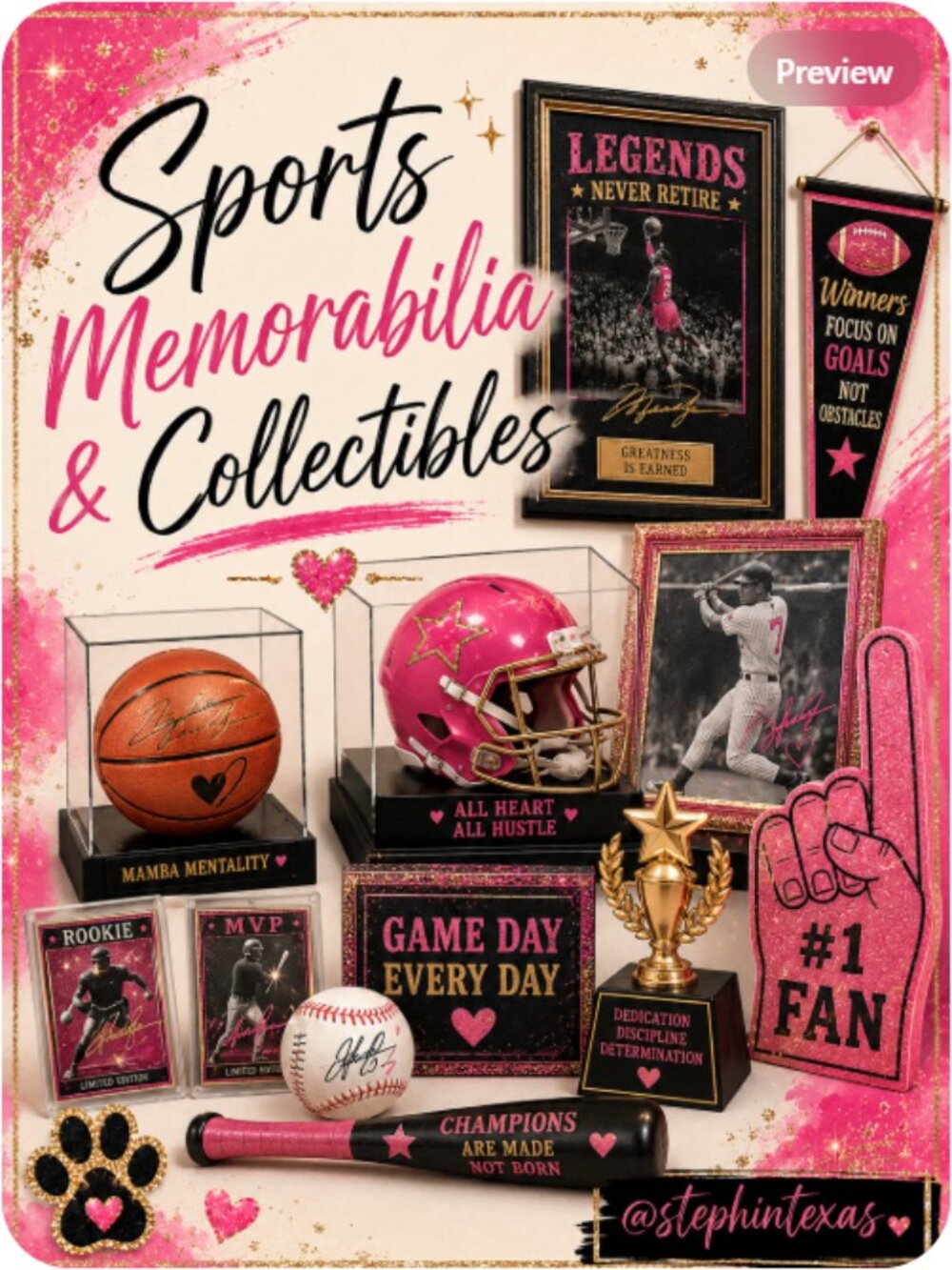 SPORTS MEMORABILIA, COLLECTIBLES, BOBBLEHEADS, SOUVENIRS, JERSEYS, CAPS, ETC